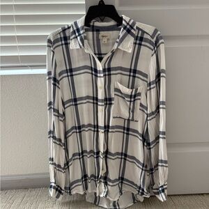 Style & Co. Women's Blue and White Plaid Blouse
